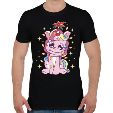 PRINTFASHION Karácsonyi unikornis - Férfi póló - Fekete férfi póló