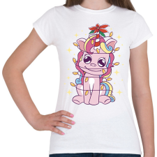 PRINTFASHION Karácsonyi unikornis - Női póló - Fehér női póló