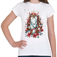 PRINTFASHION Karácsonyi unikornis - Női póló - Fehér