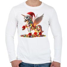 PRINTFASHION Karácsonyi Unikornis / Pegazus / póni - Férfi hosszú ujjú póló - Fehér férfi póló