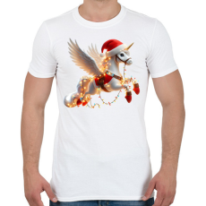 PRINTFASHION Karácsonyi Unikornis / Pegazus / póni - Férfi póló - Fehér