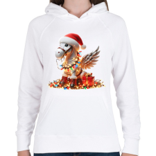 PRINTFASHION Karácsonyi Unikornis / Pegazus / póni - Női kapucnis pulóver - Fehér női pulóver, kardigán