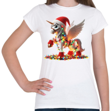 PRINTFASHION Karácsonyi Unikornis / Pegazus / póni - Női póló - Fehér női póló