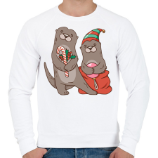 PRINTFASHION Karácsonyi vidrák - Férfi pulóver - Fehér férfi pulóver, kardigán