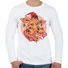 PRINTFASHION Karácsonyi zsiráf - Férfi hosszú ujjú póló - Fehér férfi póló