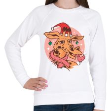 PRINTFASHION Karácsonyi zsiráf - Női pulóver - Fehér női pulóver, kardigán