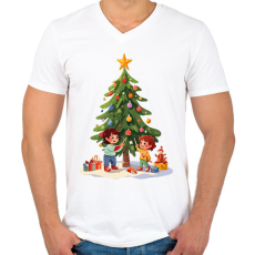 PRINTFASHION Karácsonyozás - Férfi V-nyakú póló - Fehér