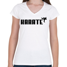 PRINTFASHION KARATE - Női V-nyakú póló - Fehér női póló