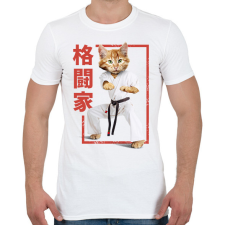 PRINTFASHION Karatés cica - Férfi póló - Fehér férfi póló