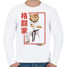 PRINTFASHION Karatés cica - Férfi pulóver - Fehér