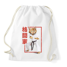 PRINTFASHION Karatés cica - Sportzsák, Tornazsák - Fehér tornazsák