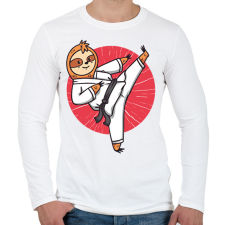 PRINTFASHION Karatés lajhár - Férfi hosszú ujjú póló - Fehér férfi póló