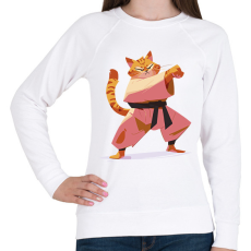 PRINTFASHION Karatés macska - Női pulóver - Fehér