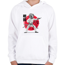 PRINTFASHION Karatés majom - Gyerek kapucnis pulóver - Fehér