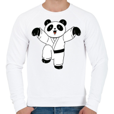 PRINTFASHION Karatés panda - Férfi pulóver - Fehér férfi pulóver, kardigán