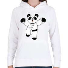 PRINTFASHION Karatés panda - Női kapucnis pulóver - Fehér női pulóver, kardigán