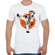PRINTFASHION Karatés tehén - Férfi póló - Fehér férfi póló