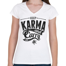 PRINTFASHION Karma - Női V-nyakú póló - Fehér