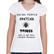 PRINTFASHION kártevőírtó üzlet2 - Női V-nyakú póló - Fehér női póló