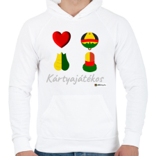 PRINTFASHION Kártya játékos minta #2 - Férfi kapucnis pulóver - Fehér férfi pulóver, kardigán