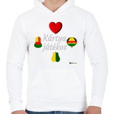 PRINTFASHION Kártya játékos minta #4 - Férfi kapucnis pulóver - Fehér