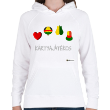 PRINTFASHION Kártya játékos minta - Női kapucnis pulóver - Fehér női pulóver, kardigán