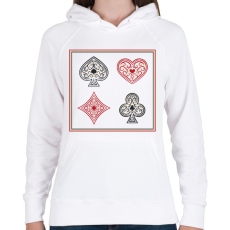 PRINTFASHION Kártya szimbólumok - Női kapucnis pulóver - Fehér