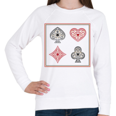 PRINTFASHION Kártya szimbólumok - Női pulóver - Fehér