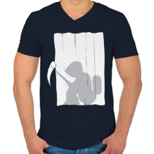 PRINTFASHION Kaszás a wc-n - Férfi V-nyakú póló - Sötétkék férfi póló