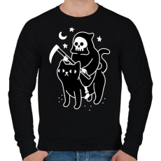 PRINTFASHION Kaszás és cica - Férfi pulóver - Fekete