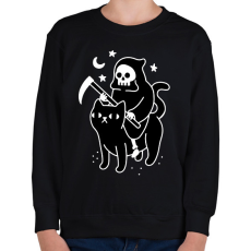 PRINTFASHION Kaszás és cica - Gyerek pulóver - Fekete