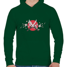 PRINTFASHION Katanas - Férfi kapucnis pulóver - Sötétzöld