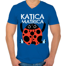 PRINTFASHION Katica Matrica - Férfi V-nyakú póló - Királykék