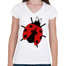 PRINTFASHION Katicabogár  - Női V-nyakú póló - Fehér női póló