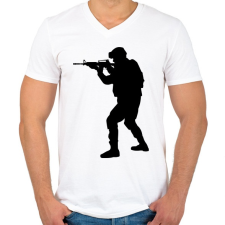 PRINTFASHION Katona - Férfi V-nyakú póló - Fehér férfi póló