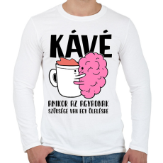 PRINTFASHION Kávé amikor az agyadnak szüksége van egy ölelésre - Férfi hosszú ujjú póló - Fehér