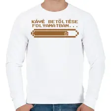 PRINTFASHION Kávé betöltése folyamatban - Férfi pulóver - Fehér férfi pulóver, kardigán
