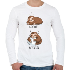 PRINTFASHION Kávé előtt kávé után - Férfi hosszú ujjú póló - Fehér