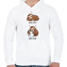 PRINTFASHION Kávé előtt kávé után - Férfi kapucnis pulóver - Fehér