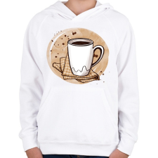 PRINTFASHION Kávé - Gyerek kapucnis pulóver - Fehér gyerek pulóver, kardigán