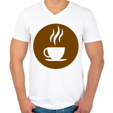 PRINTFASHION Kávé - logó - Férfi V-nyakú póló - Fehér