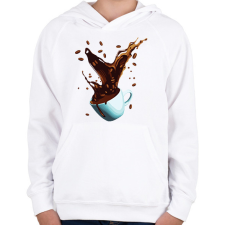 PRINTFASHION Kávé robbanás - Gyerek kapucnis pulóver - Fehér gyerek pulóver, kardigán