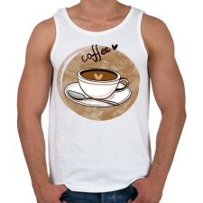 PRINTFASHION Kávé szívecskével - Férfi atléta - Fehér atléta, trikó