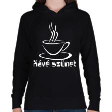 PRINTFASHION kávé szünet - Női kapucnis pulóver - Fekete női pulóver, kardigán