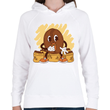 PRINTFASHION Kávébab - Női kapucnis pulóver - Fehér női pulóver, kardigán