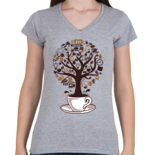 PRINTFASHION Kávéfa - Női V-nyakú póló - Sport szürke női póló