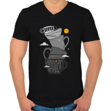 PRINTFASHION Kávéfüggő - Férfi V-nyakú póló - Fekete férfi póló