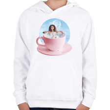 PRINTFASHION Kávéfürdő - Gyerek kapucnis pulóver - Fehér gyerek pulóver, kardigán