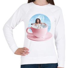 PRINTFASHION Kávéfürdő - Női pulóver - Fehér női pulóver, kardigán