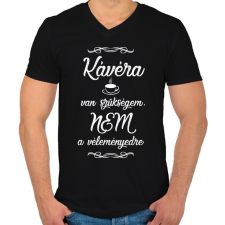 PRINTFASHION Kávéra van szükségem fehér - Férfi V-nyakú póló - Fekete férfi póló